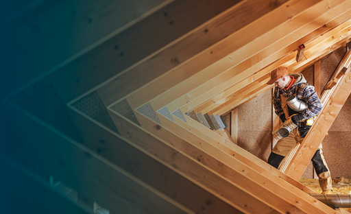 Contractor in attic of house