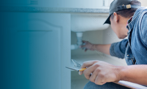 Plumber fixing sink
