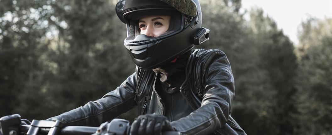 Lady riding motorcycle