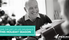 Man receiving gift , life insurance graphic