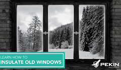 Window with snow covered  pine trees outside