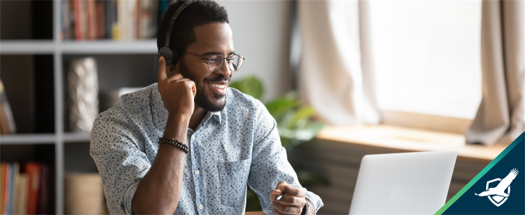 Man laptop with headset