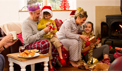 Family Christmas morning graphic