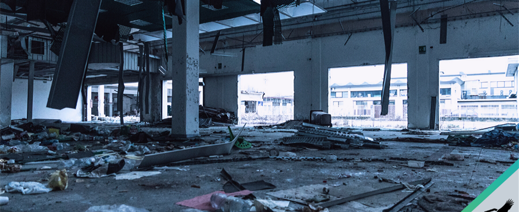 Destroyed building from tornado